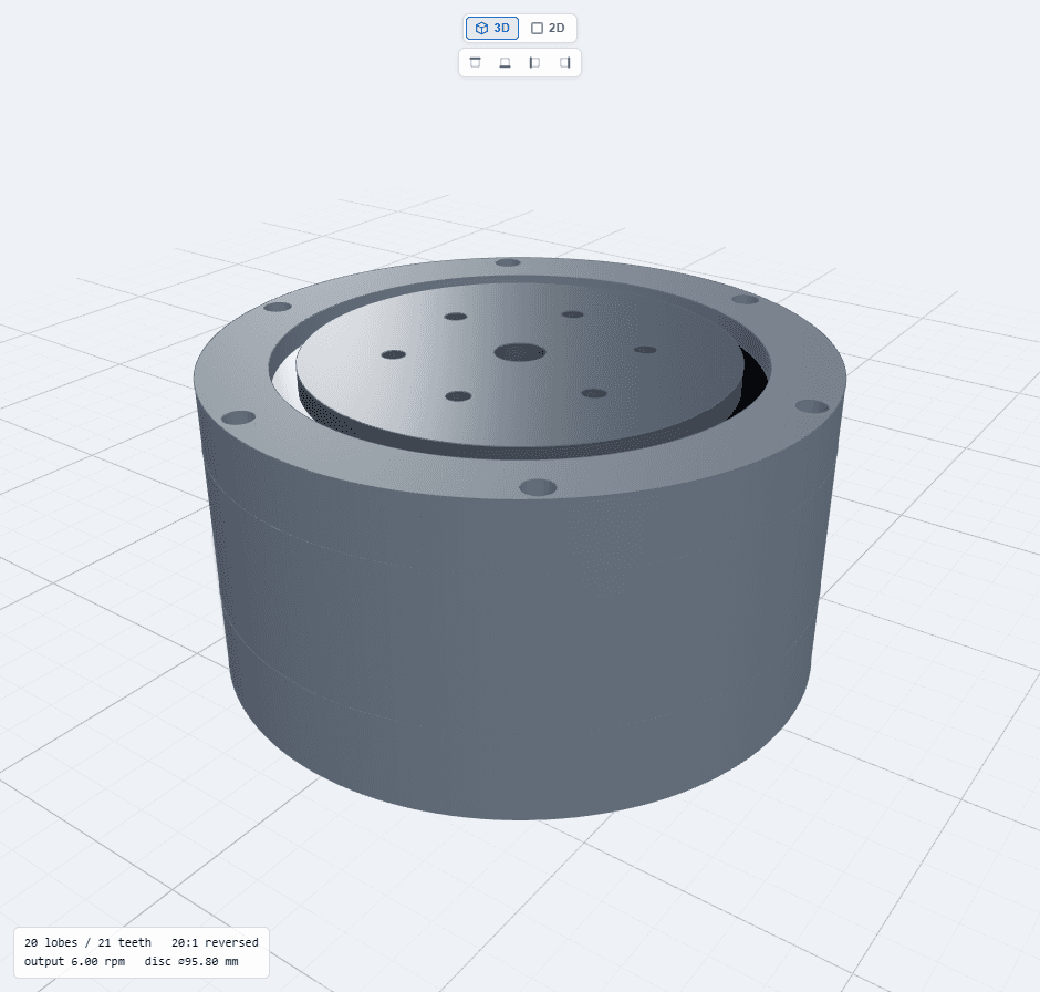 Real cycloidal assembly at 0% exploded view